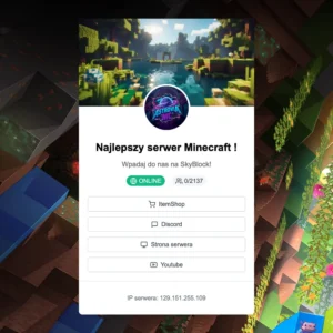 Edytowalny szablon strony internetowej dla serwera Minecraft - LivePage